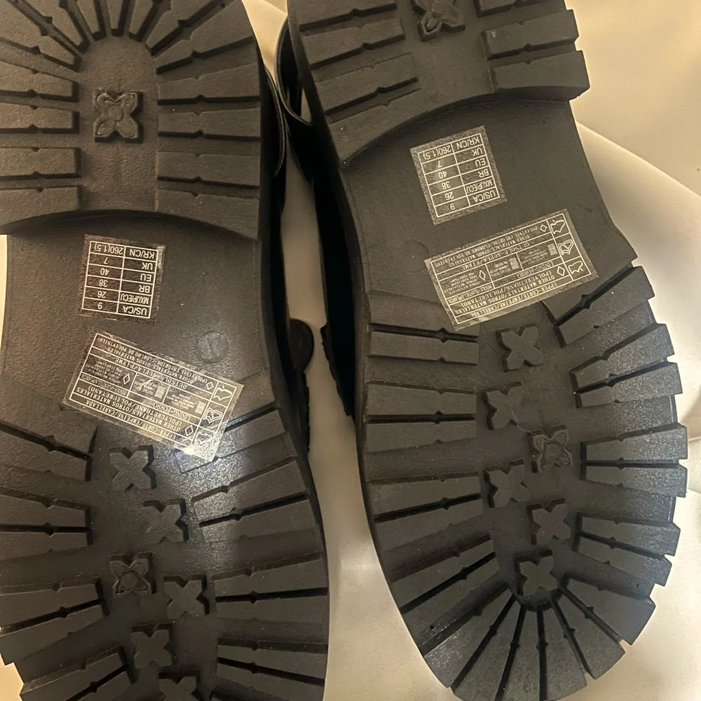 NWOT Forever 21 Black Women's Platform Loafers Ankle Strap Size  9 W - Picture 5 of 6